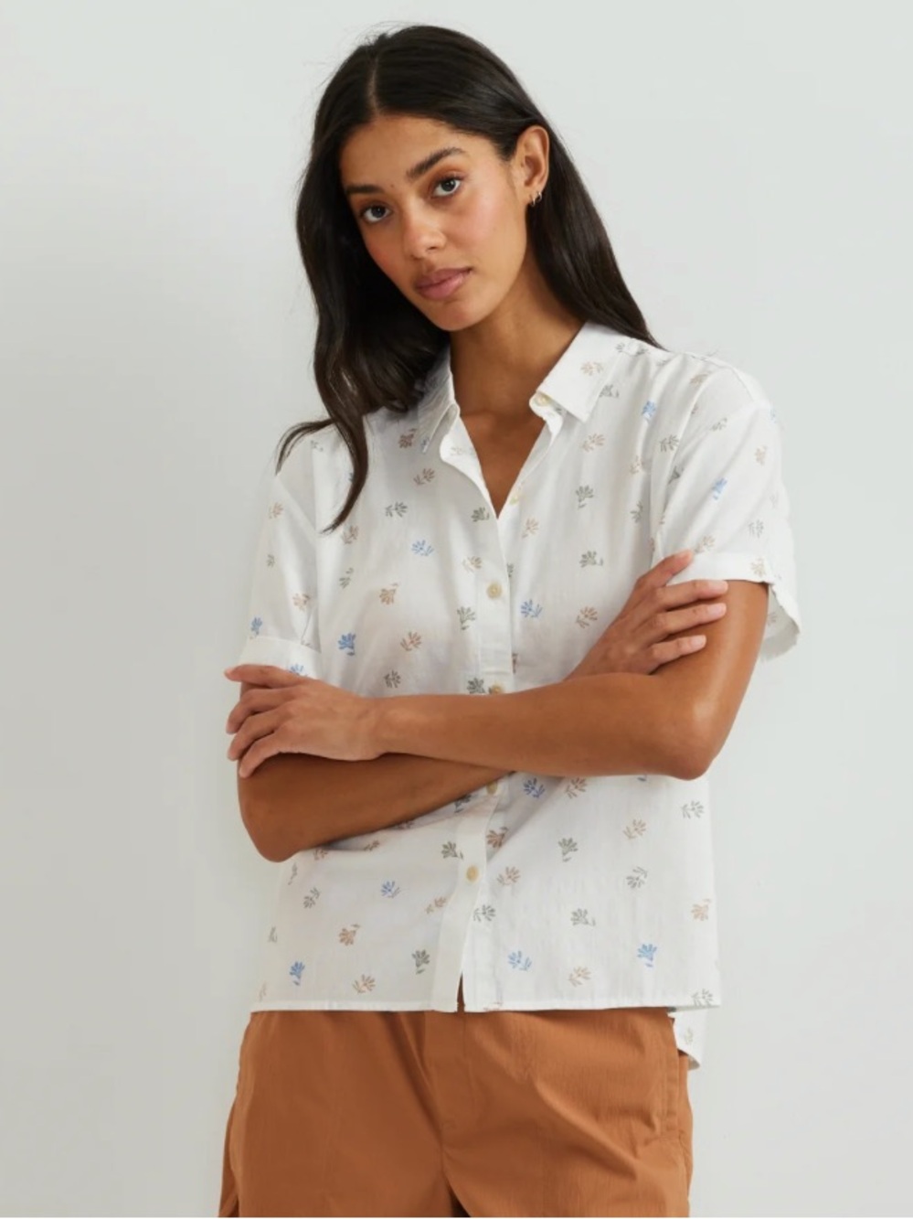 Baja Short-Sleeve Shirt - White with Small Print